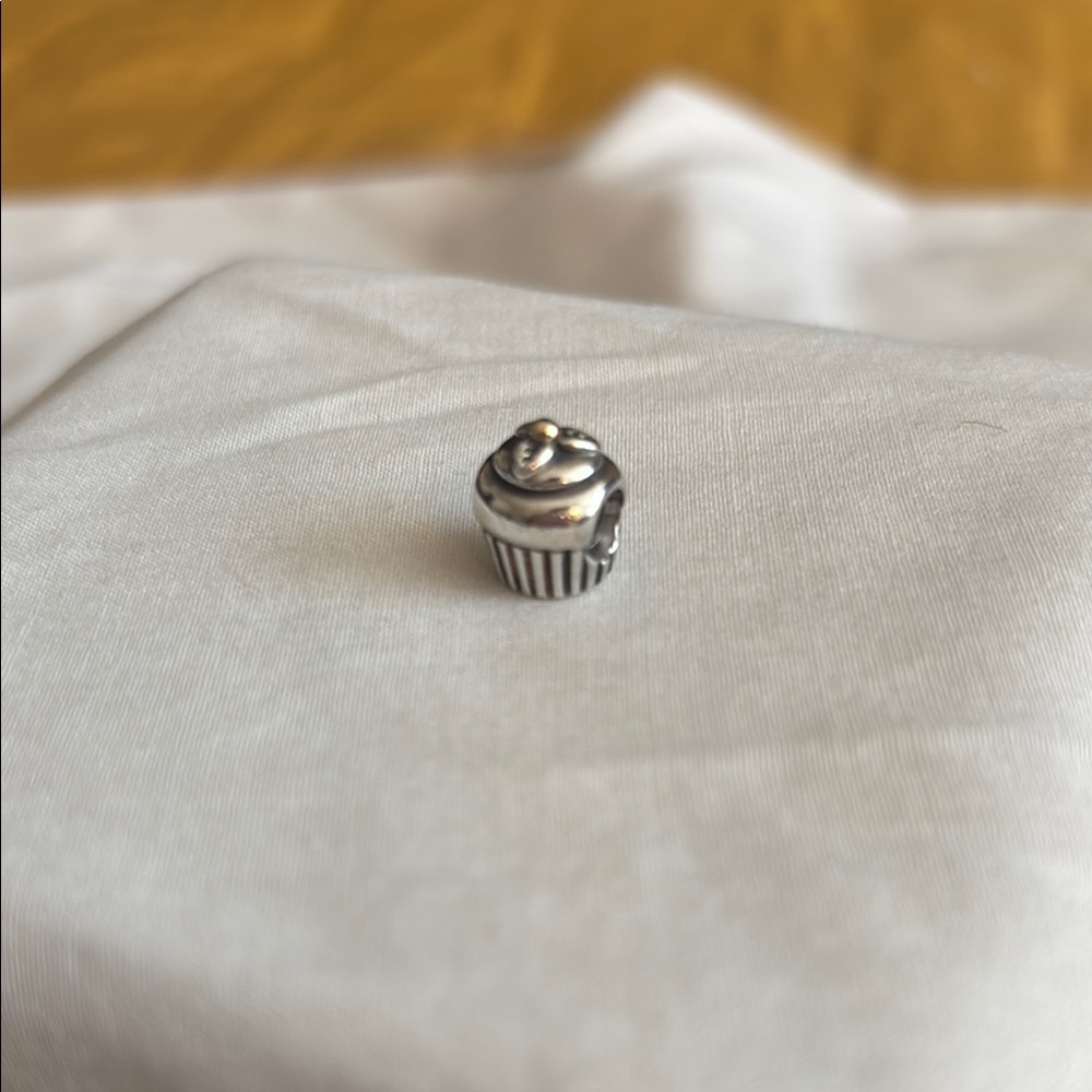 Pandora Silver and Gold Cupcake Charm